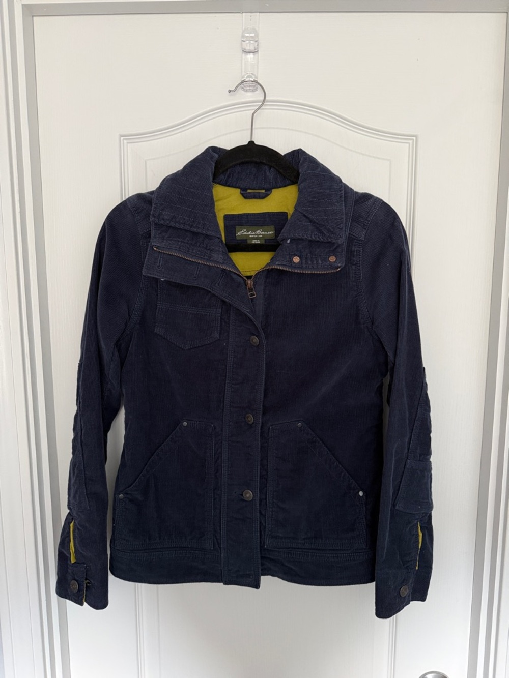 Eddie Bauer Navy Corduroy Jacket with Accent Green Lining